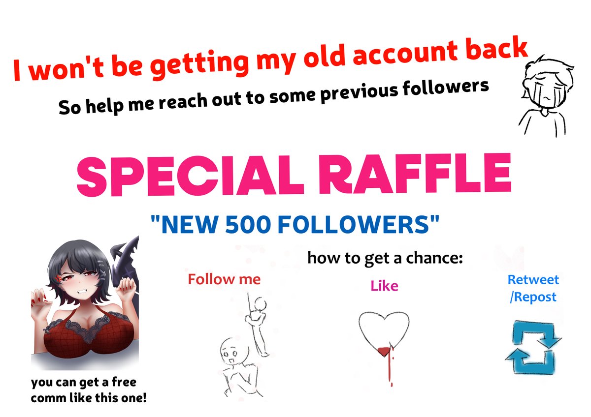 Well, I honestly wasn't hoping on getting to this but here we are x'd

Got to 500 followers on this account, so as I said, Im going to make a raffle

this is also to help me out to reach to some follower I might have lost over the suspension

#sizetwitter #giantess