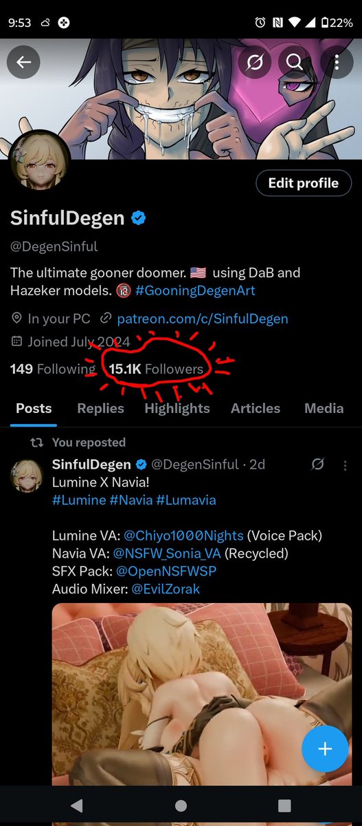 SinfulDegen (@degensinful) on Twitter photo We hit 15k ya'll! Thanks so much for the support!!! 🥹 We hit 15k ya'll! Thanks so much for the support!!! 🥹