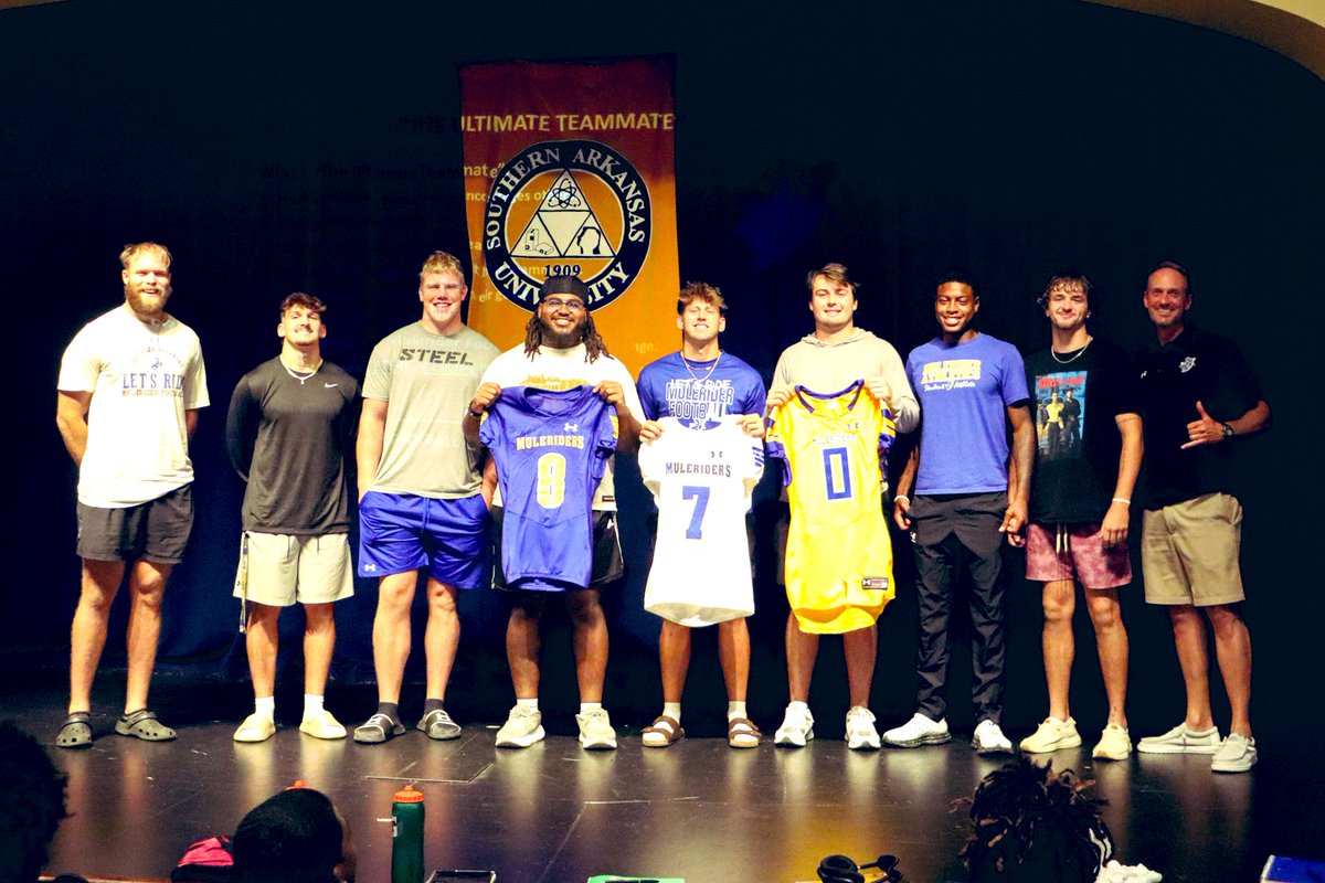 Brad Smiley (@coachbradsmiley) on Twitter photo CONGRATS to our 2025 <a href="/SAUFootball/">Mulerider Football</a> ULTIMATE TEAMMATE <a href="/Casey_cobb7/">Casey Cobb</a> the #870 <a href="/NathanEarle4/">Nathan Earle</a> <a href="/adam13parker/">Adam Parker</a> & our LEADERSHIP COMMITTEE all voted in by their TEAM & Coaches!!! #LetsRide #Traditions 🤙🏇 CONGRATS to our 2025 <a href="/SAUFootball/">Mulerider Football</a> ULTIMATE TEAMMATE <a href="/Casey_cobb7/">Casey Cobb</a> the #870 <a href="/NathanEarle4/">Nathan Earle</a> <a href="/adam13parker/">Adam Parker</a> & our LEADERSHIP COMMITTEE all voted in by their TEAM & Coaches!!! #LetsRide #Traditions 🤙🏇