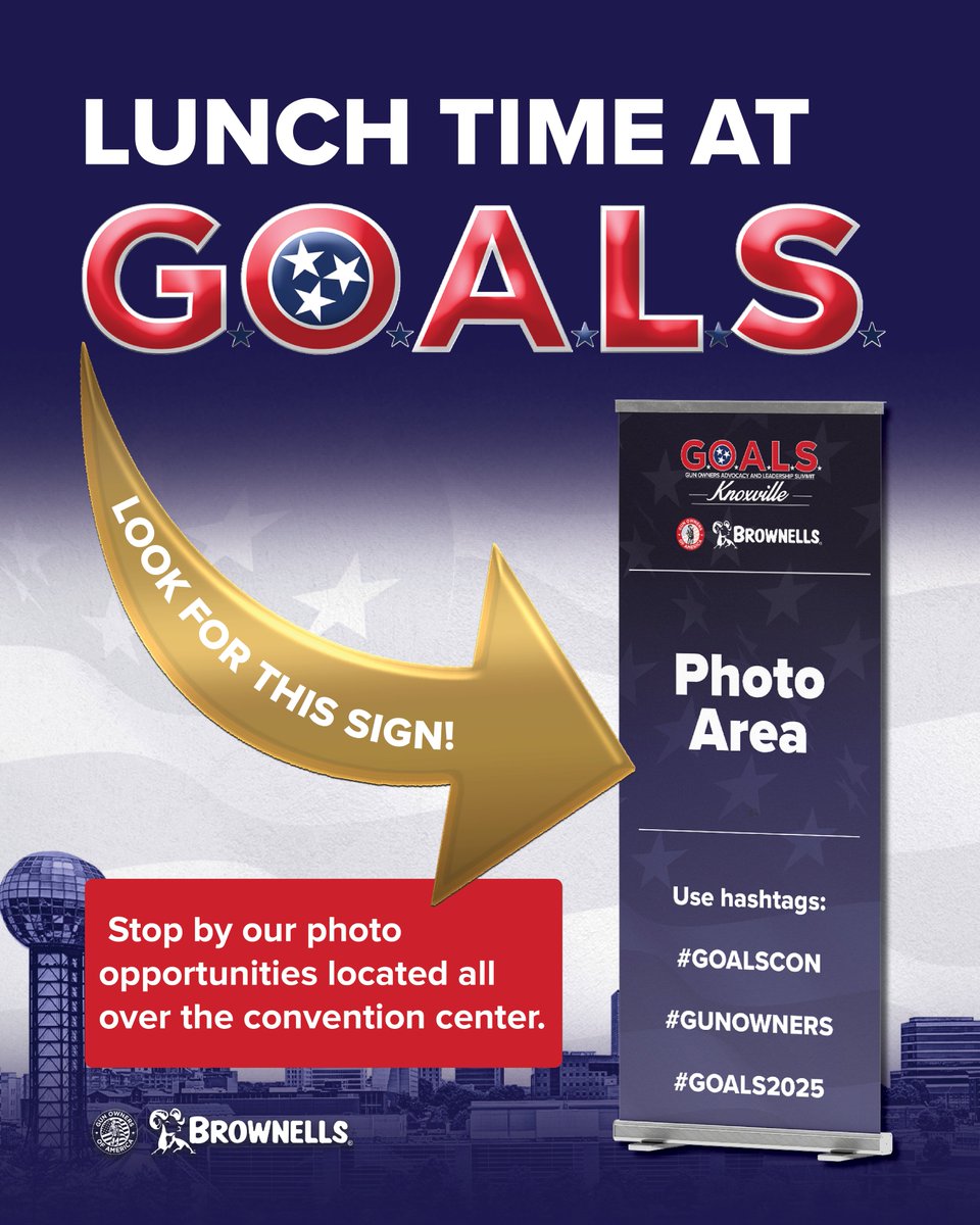 🍔 Lunch break at GOALS 2025 DAY 2!

While you’re out, find our Photo Areas around the convention center 📸

Use hashtags #GOALSCon #GunOwners #GOALS2025 on Instagram and show us your shots!