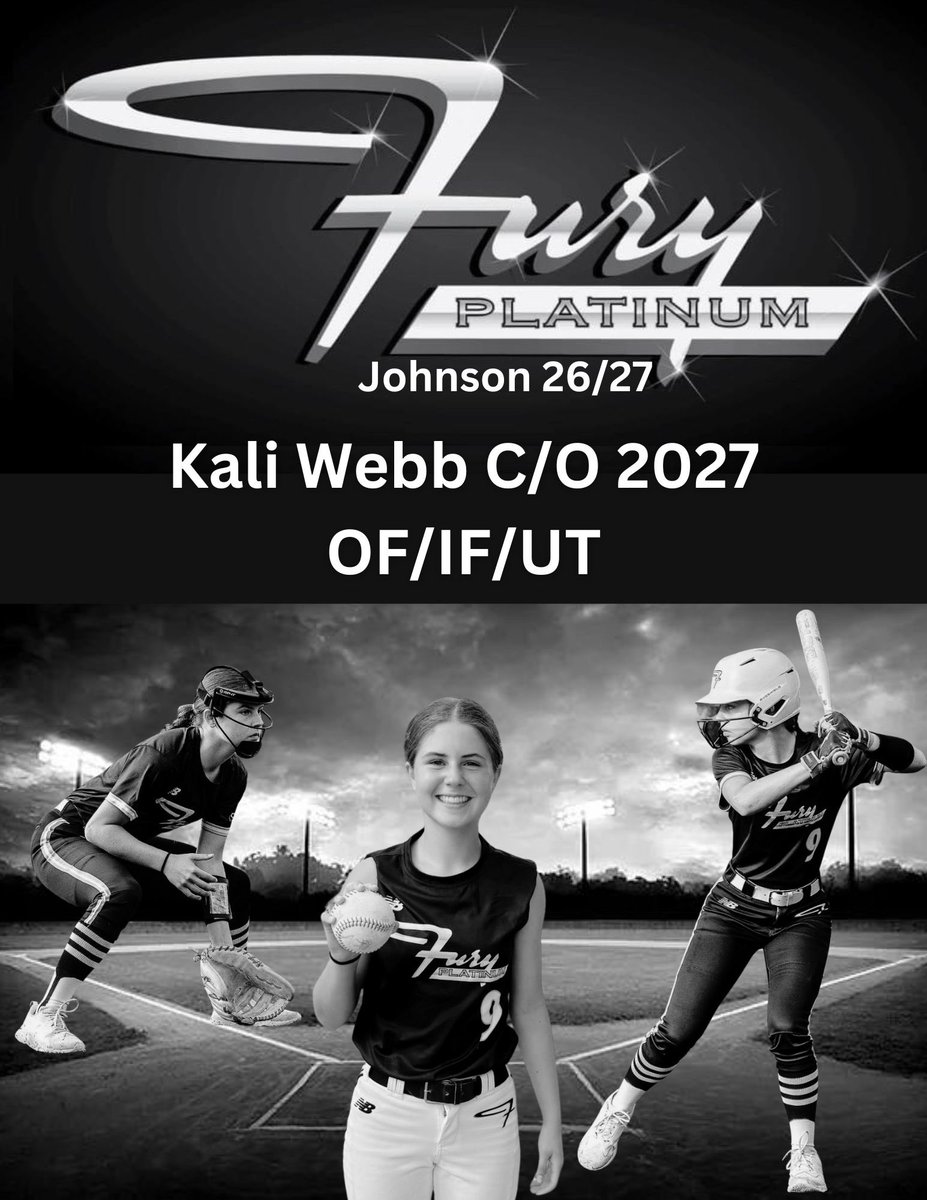 TN Fury Platinum Johnson 26/27 (@furyplatjohnson) on Twitter photo 🚨Roster Alert 🚨
Welcome <a href="/KaliWebb09/">Kali Webb 2027</a> to the team. She is an outfield/corner utility slapper with next level speed that can hit for average AND power. Blink and you’ll miss her on the bases!
<a href="/FuryPlatinum/">FuryPlatinumSoftballClub</a> 🚨Roster Alert 🚨
Welcome <a href="/KaliWebb09/">Kali Webb 2027</a> to the team. She is an outfield/corner utility slapper with next level speed that can hit for average AND power. Blink and you’ll miss her on the bases!
<a href="/FuryPlatinum/">FuryPlatinumSoftballClub</a>