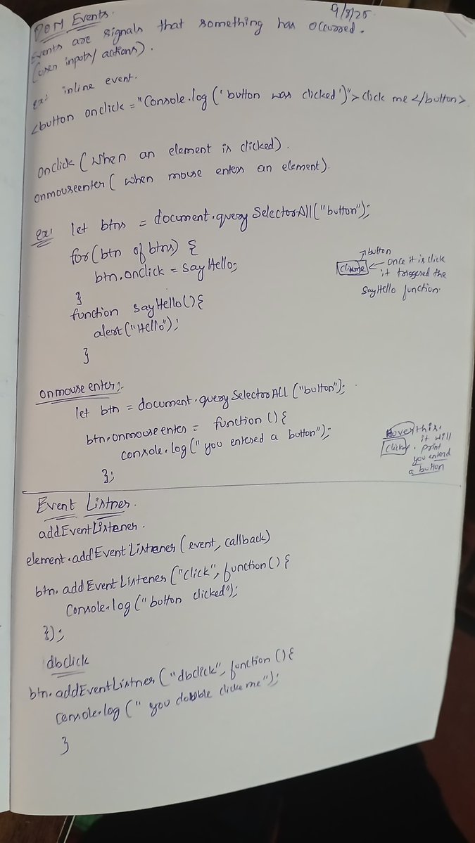 Day 28.
✅Exercise   30Push-ups 
🌐Web development. 
✅JavaScript  Today I learned DOM Events Like - onclick, onmouseenter, Event Listener.
✅ Java: Started to revise concepts to start DSA.
Let's connect and learn together.
#buildinpublic #flutter #LeetCode #DSA