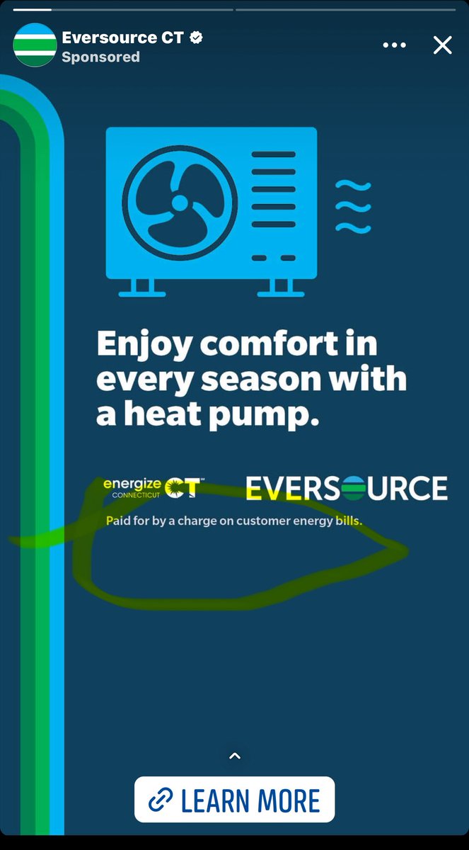 Here’s one way to lower our electric bills. Why are WE paying for this? 
FYI: heat pumps double and/or  triple electric bills in both winter and summer.