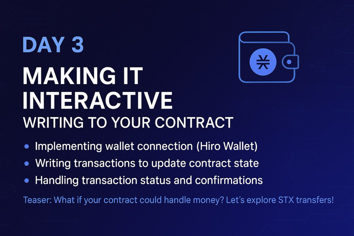 Akande Gbolahan Emmanuel (@ageneutral) on Twitter photo Let's start writing a dApp, we went over #clarity first, then frontend with Next, and now we start integrating <a href="/Stacks/">stacks.btc</a> js with our contract. Read through and check the codebase on github for the full code. Practice and build
gbolahanakande.hashnode.dev/making-your-da… Let's start writing a dApp, we went over #clarity first, then frontend with Next, and now we start integrating <a href="/Stacks/">stacks.btc</a> js with our contract. Read through and check the codebase on github for the full code. Practice and build
gbolahanakande.hashnode.dev/making-your-da…