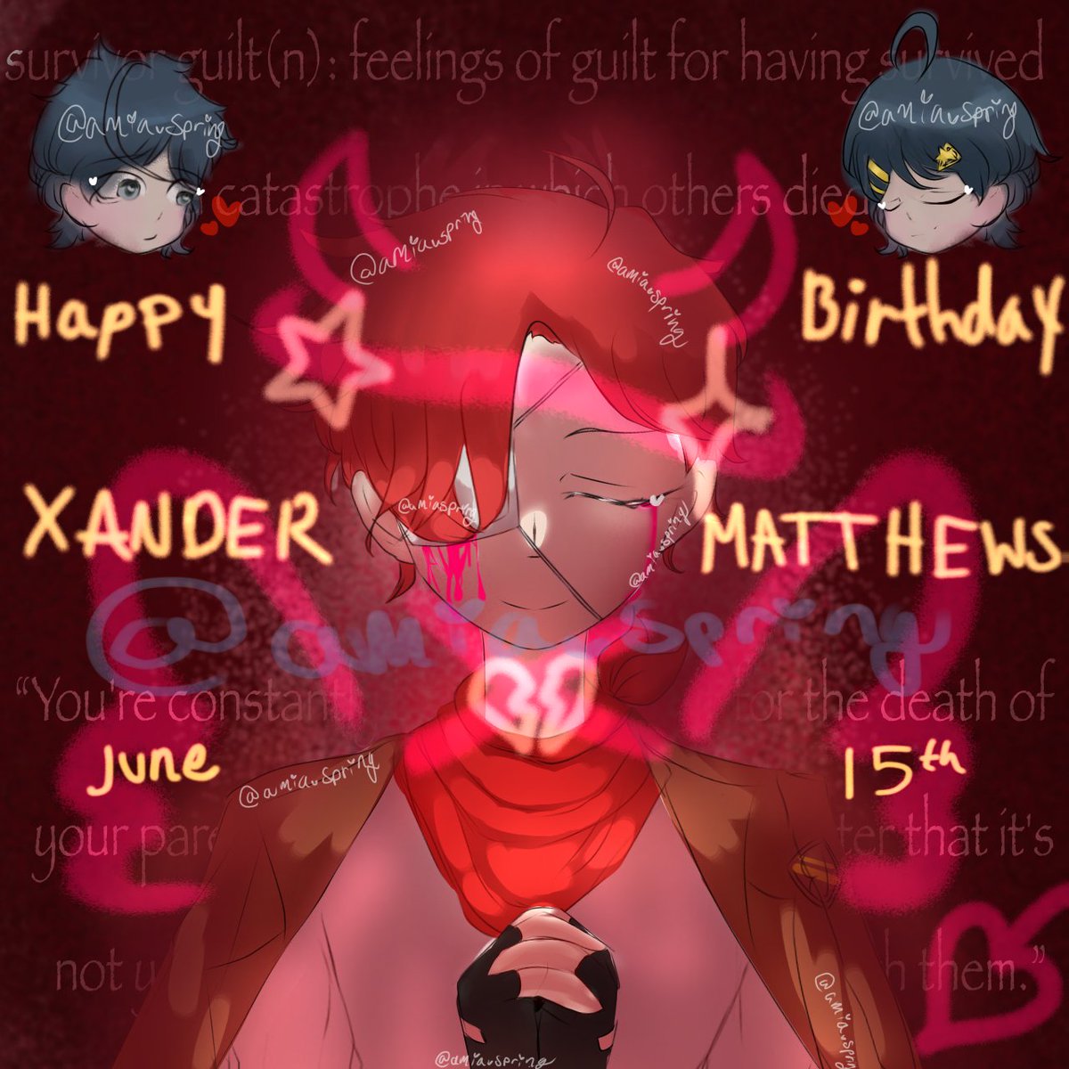 AmiaSpring's tweet image. (Not so) Happy Birthday #DavidChiem ! Here’s a doodle since I felt bad (I’m sorry I drew your boyfriend wayyy more detailed when it was his) #drdt