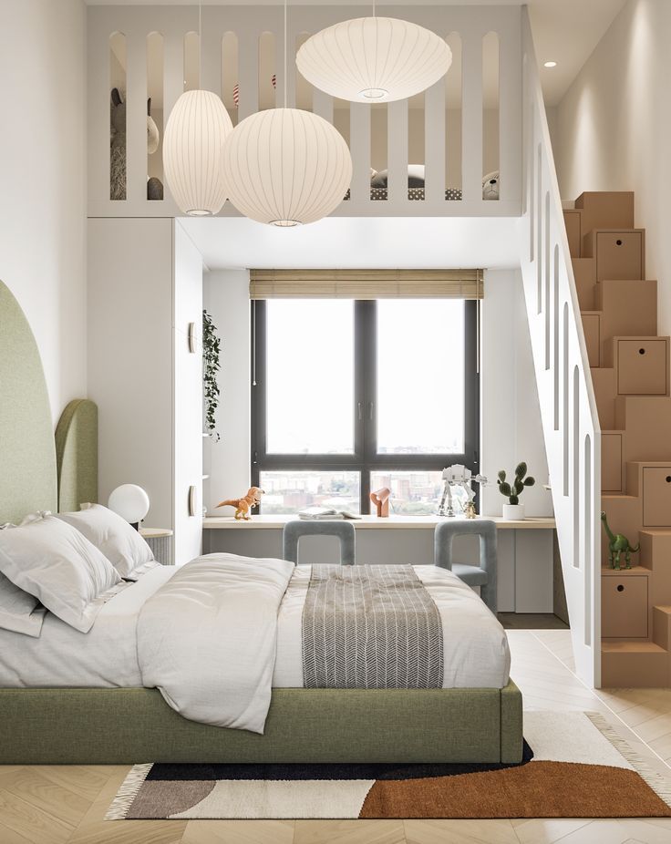 AlbericEmmanuel's tweet image. Loft dreams, green headboard, and drawers that actually hold stuff. Cozy, clever, and just the right amount of fun. #HomeStyle #SmartSpaces #LoftLiving #InteriorInspo #CozyCorners #KidsRoomGoals #FunctionalDesign #NeutralVibes #OrganizedLiving