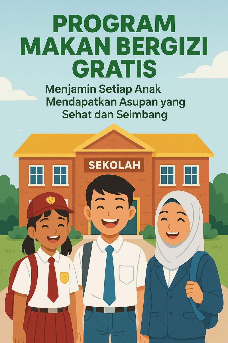 Melalui Program Makan Bergizi Gratis, setiap anak Indonesia dijamin mendapatkan asupan yang sehat dan seimbang setiap harinya. 
#MBG #MakanBergiziGratis #AnakSehatBangsaKuat #GiziUntukSemua