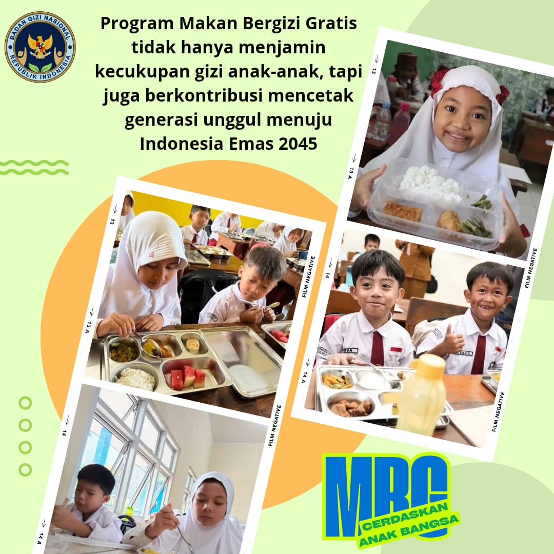 Melalui Program Makan Bergizi Gratis, setiap anak Indonesia dijamin mendapatkan asupan yang sehat dan seimbang setiap harinya. 
#MBG #MakanBergiziGratis #AnakSehatBangsaKuat #GiziUntukSemua