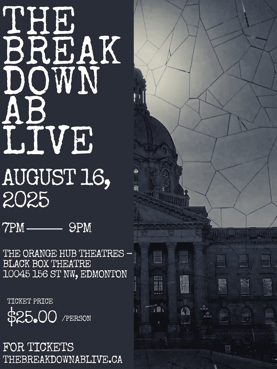 The Breakdown (@thebreakdownab) on Twitter photo In just one week!
The first in person live show ever and it’s happening in #Yeg!
Last night we told you we were being joined by Dr Carla Peck!
Tonight we’re excited to say we will also be welcoming <a href="/BradLafortune/">Bradley Lafortune</a> from <a href="/PIAlberta/">Public Interest AB</a>!
Get your tickets now!
#abpoli #cdnpoli In just one week!
The first in person live show ever and it’s happening in #Yeg!
Last night we told you we were being joined by Dr Carla Peck!
Tonight we’re excited to say we will also be welcoming <a href="/BradLafortune/">Bradley Lafortune</a> from <a href="/PIAlberta/">Public Interest AB</a>!
Get your tickets now!
#abpoli #cdnpoli