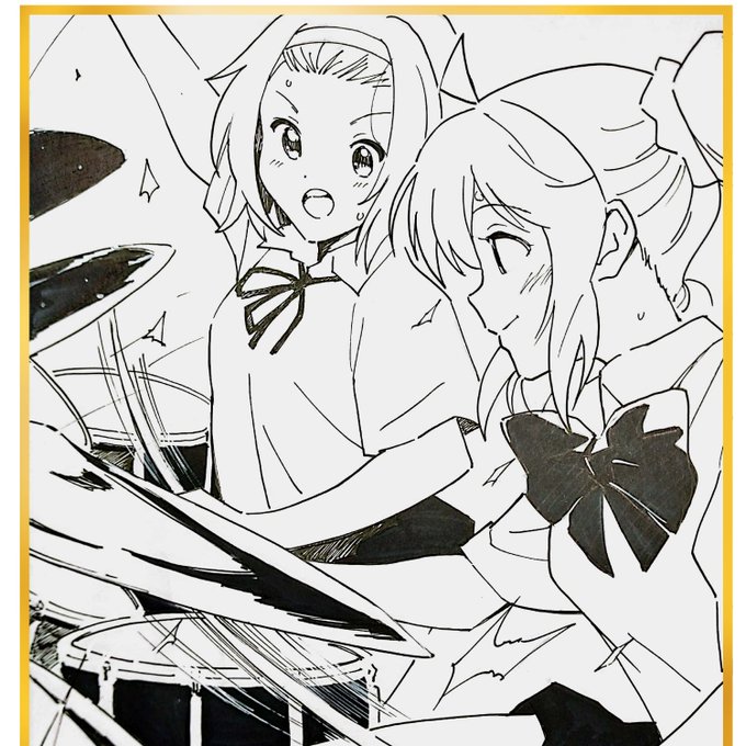 田井中律【けいおん!】+伊地知虹夏【ぼっち・ざ・ろっく】 Fantia会員特典向けリクエスト色紙。