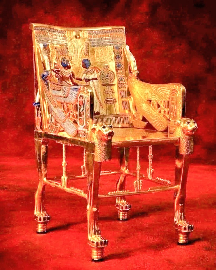Golden throne of Tutankhamun

Discovered in 1922 by the British archeologist Howard Carter

It was found beneath a hippopotamus funerary bed in the antechamber of the Tomb of Tutankhamun

#AncientHistory #Egypt 
<a href="/Truly_Kaka/">KAKA</a>