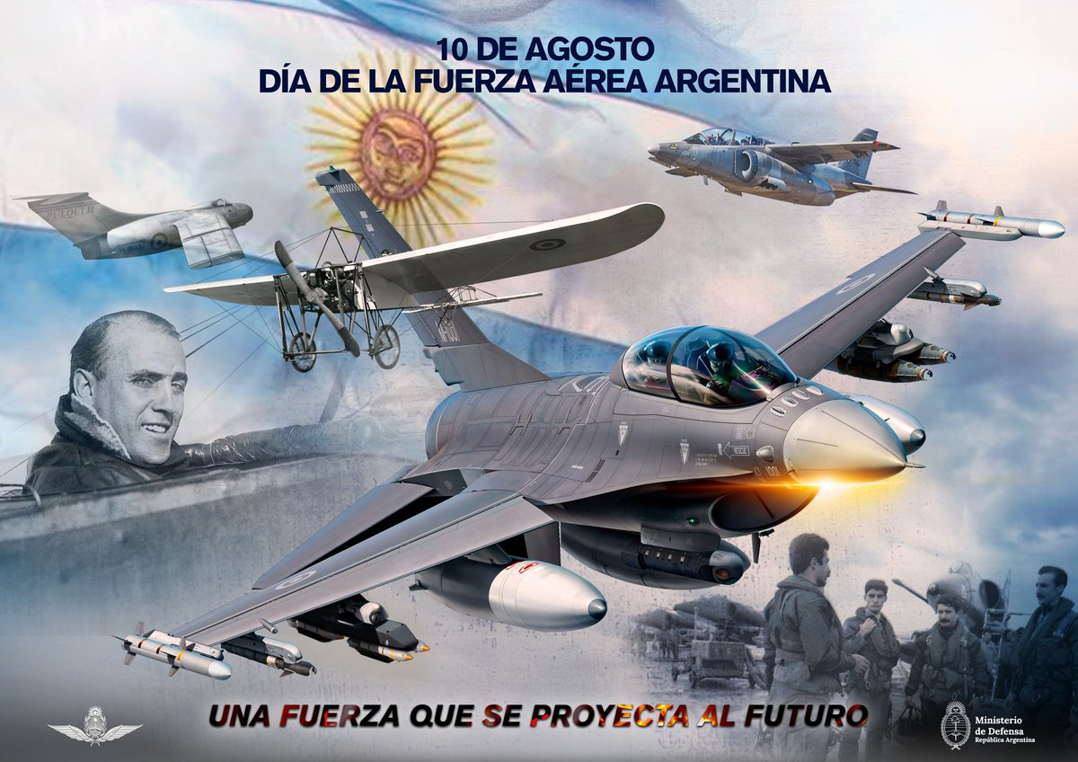 En este nuevo aniversario del Día de la Fuerza Aérea Argentina celebramos con orgullo la evolución de una Fuerza que se proyecta al futuro.

#10DeAgosto #DíaDeLaFuerzaAéreaArgentina #FuerzaAéreaArgentina #AlasDeLaPatria #Patria