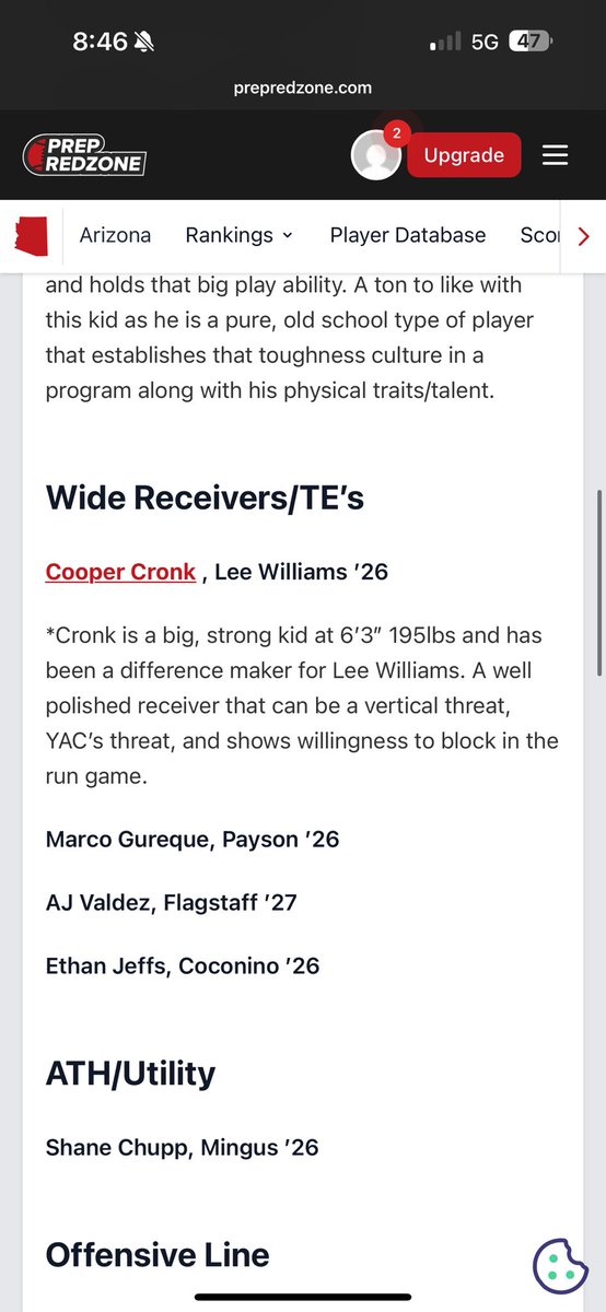 Thank you <a href="/PrepRedzoneAZ/">Prep Redzone Arizona</a> for naming the top WR/TE in all of northern AZ!