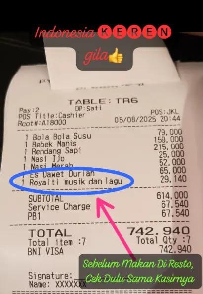 "Edan ...!!!
Pajak Royaliti di bebankan pada pelanggan sedang pemilik resto cuci tangan dan cuci piring