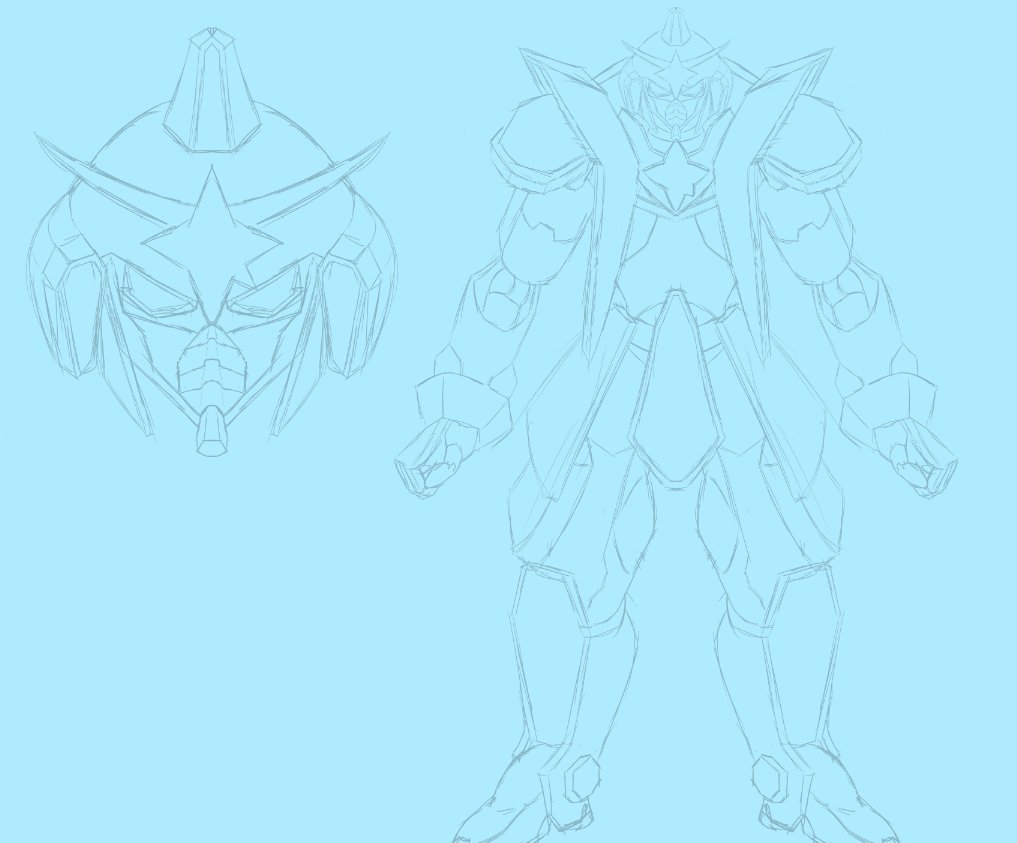 I hope I will finish this eventually, but have the sketch just in case for accountability.

The thought:  "What if <a href="/SeleAstraea/">Sele Astraea 🚀 AstraLog</a> and his mech the Cruiselion switched roles?"  

(I haven't had time to work on Cruiselion's design yet)

I've never designed a mech before 😅