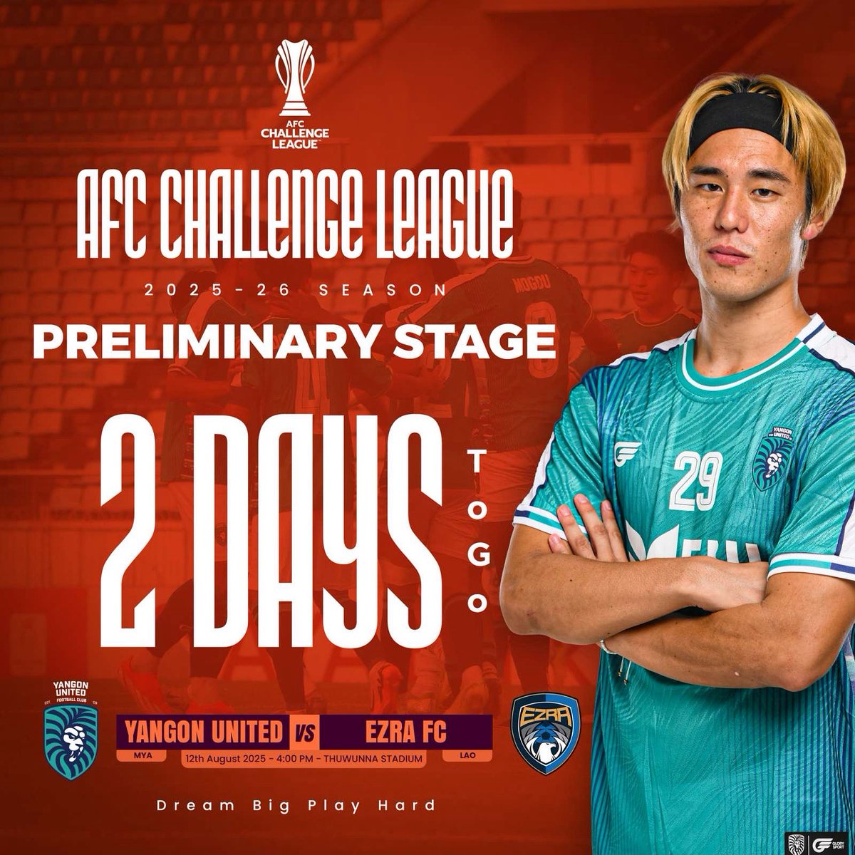 2 𝐝𝐚𝐲𝐬 𝐭𝐨 𝐠𝐨. 🇲🇲🇱🇦🔜

#YUFC #Yangon #ThislsYangon #HomeOfYUFC
#DreamBigPlayHard #AFCChallengeLeague2025/26
#PreliminaryStage #YUFCvEzra