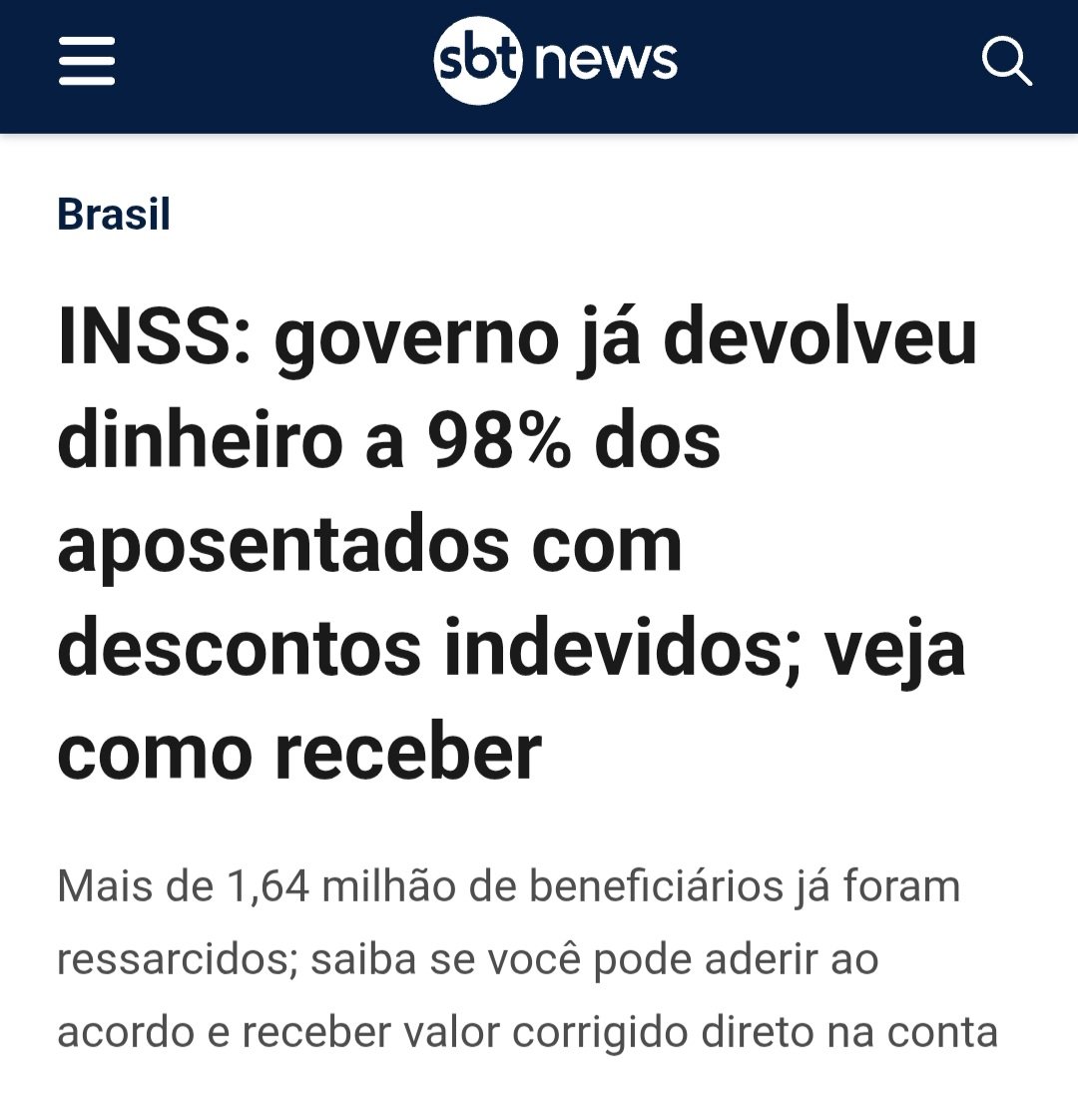 ⚠️ ATENÇÃO: O governo Lula já devolveu o dinheiro de mais de 98% dos aposentados e pensionistas que foram roubados pelas organizações criminosas que se instalaram no governo Bolsonaro.