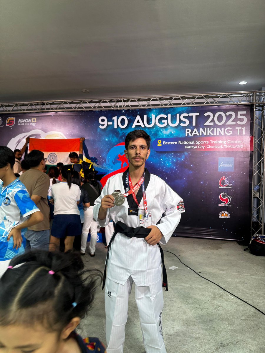 Incredible win! 🥈 Proud to bring home the Silver Medal at the 8th Hero’s Taekwondo International Championship, Bangkok, Thailand 🇹🇭. Honoured to represent India 🇮🇳 on this stage.<a href="/LageRahoKashmir/">Sunjay Vishvasrao</a> <a href="/IcscOfficial/">Islamia College of Science and Commerce Srinagar</a> <a href="/scribesoldier/">Mayank 🇮🇳</a> <a href="/tanvirsadiq/">Tanvir Sadiq</a> <a href="/luveguards/">LUV</a> <a href="/MehmoodSocial/">Muzamil Mehmood</a> <a href="/_Ayaan_Mir_01/">Ayaan Mir</a>