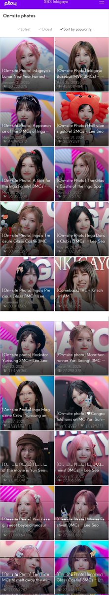 This is SO CRAZYYYYYYYYY #LEESEO’s inkigayo mc photos have practically dominated Inkigayo’s on-site photo rankings on the platform. Nineteen of the top twenty most popular photo sets are leeseo’s😲 and OMG the top one has reached 50 million views! 🎉🎉🎉🎉🎉