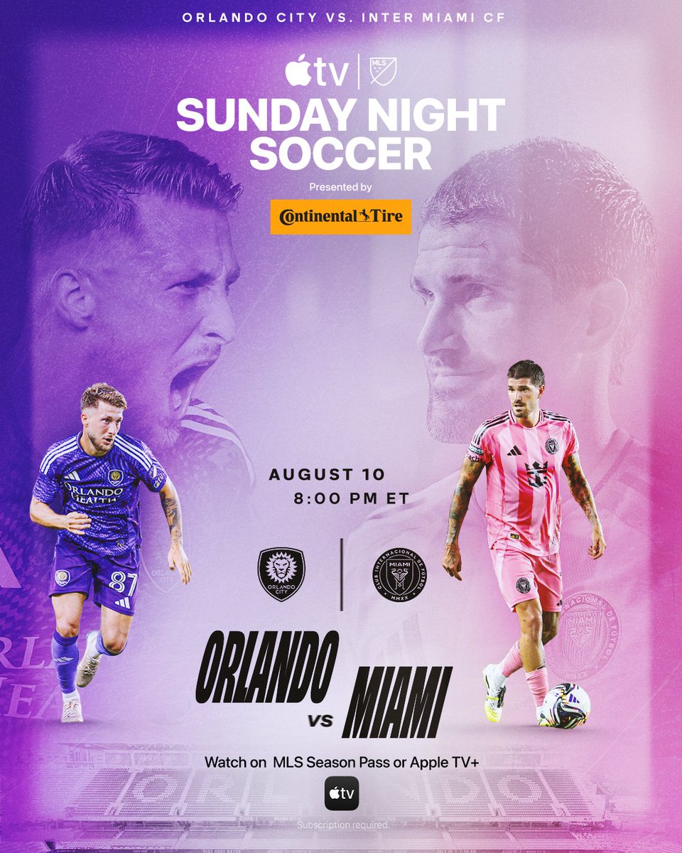 Battle for the Sunshine State. 🌴

Watch ORL vs MIA at 8pm ET on #MLSSeasonPass: apple.co/45ihNt3Ba