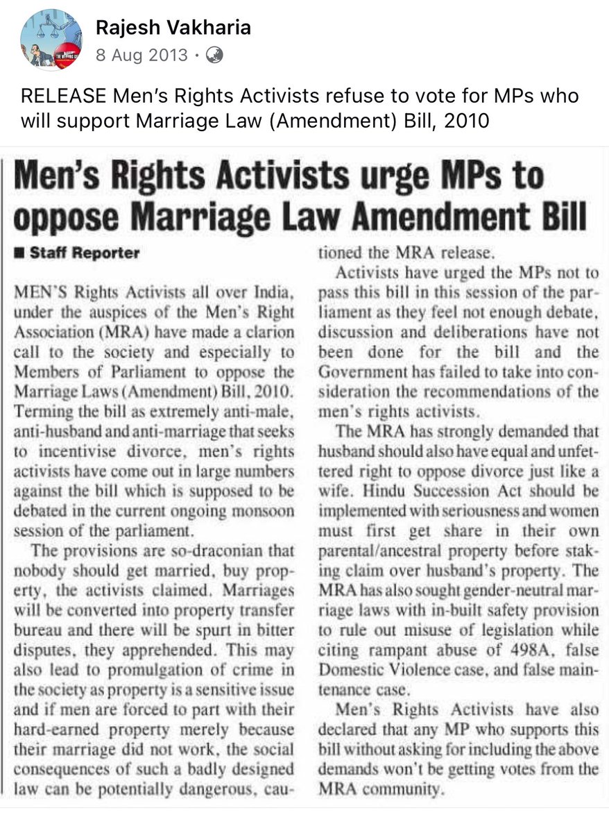 Those who don’t know what MRA’s have been doing a decade back to save your properties… 

RELEASE Men’s Rights Activists refuse to vote for MPs who will support Marriage Law (Amendment) Bill, 2010