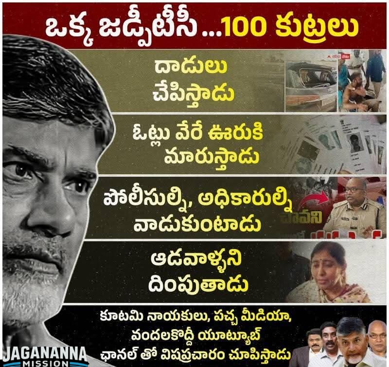 JaganannaM42057's tweet image. ఒక్క జడ్పీటీసీ కోసం బాబు 100 కుట్రలు...

#TDPJSPGoons
#TDPKutralu 
#APisNotinSafeHands
#CBNFailedCM
#SaveAPFromTDP
#IdhiMunchePrabhutvam
#JaganannaMission
