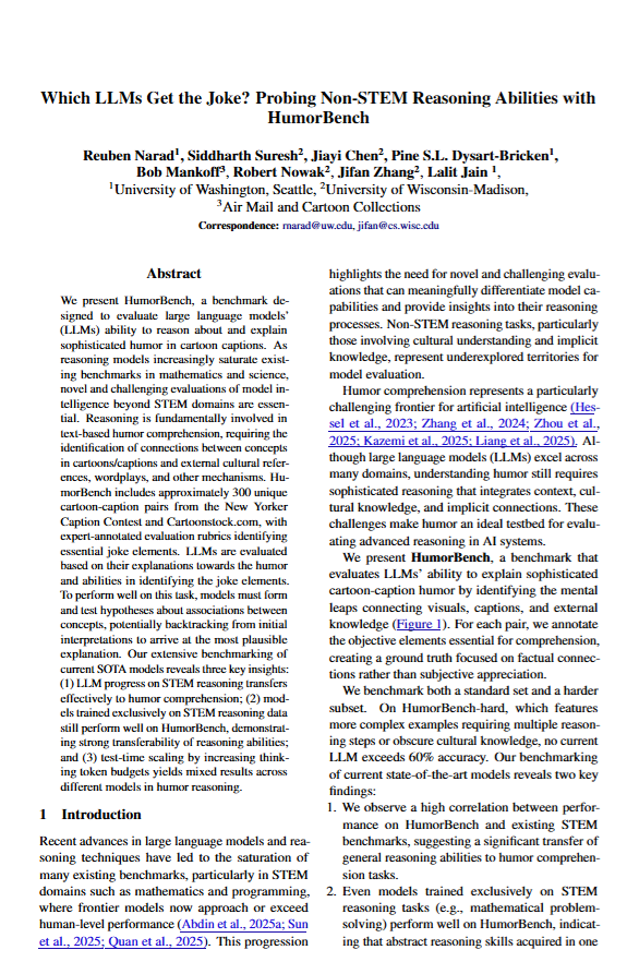 AIが「笑い話」を理解できるかどうかを調べたところ、数学や科学が得意なLLMほど、ユーモアの理解も上手な傾向にあったそうです。
冗談を理解するのに必要な論理的思考力が、数学的な思考と似ているからだと考えられています。

実際、数学専用のデータだけで訓練されたAIでも、
