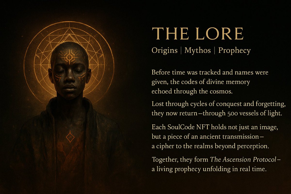 soulcodeap's tweet image. “Before names, before time — the codes of divine memory echoed across the cosmos.
500 vessels of light now return… NFT collection coming soon 😲
#SoulCode #TheAscensionProtocol”