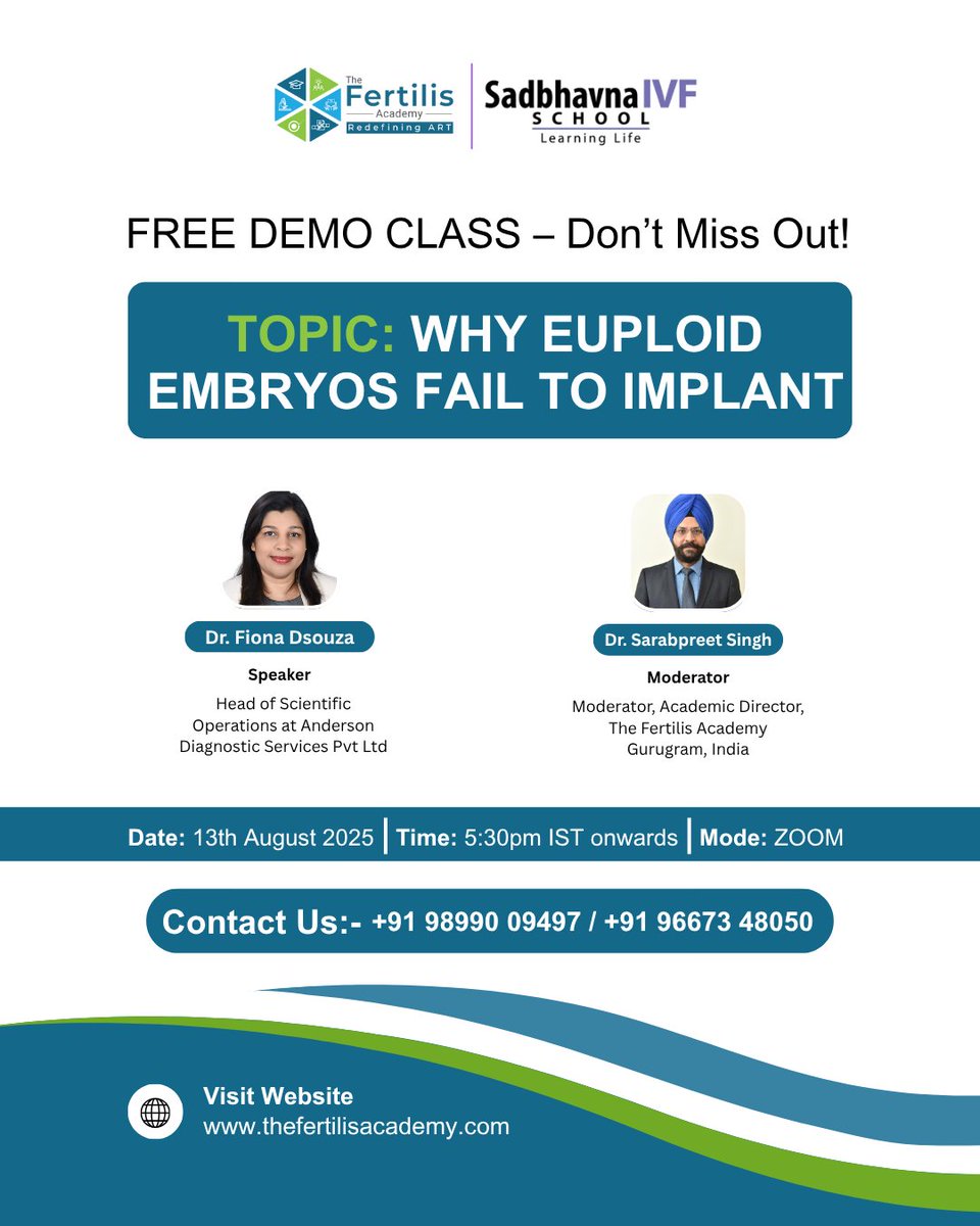 fertilisacademy's tweet image. Join our FREE LIVE DEMO SESSION
📲 Register Now:
Join our demo WhatsApp group to get access & updates:
👉chat.whatsapp.com/FHjkQURJK7S2gq…
📞 +91 94539 70123 | +91 96673 48050
#thefertilisacademy #fertilisacademy #democlass