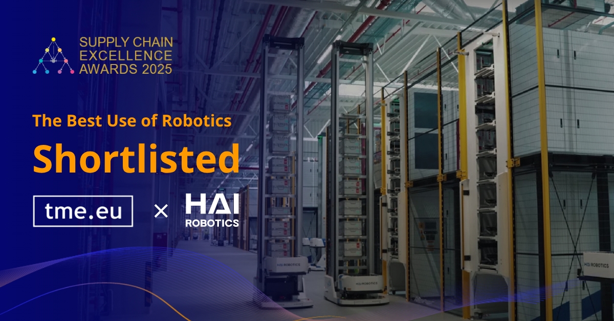 HaiRobotics's tweet image. 🏆 Exciting news! Our project with Transfer Multisort Elektronik has been shortlisted for The Best Use of Robotics at The Supply Chain Excellence Awards!
📽️ Explore the case study and watch the webinar:
🔗 hubs.li/Q03zfHRf0
#SupplyChainExcellence #HaiRobotics #TME
