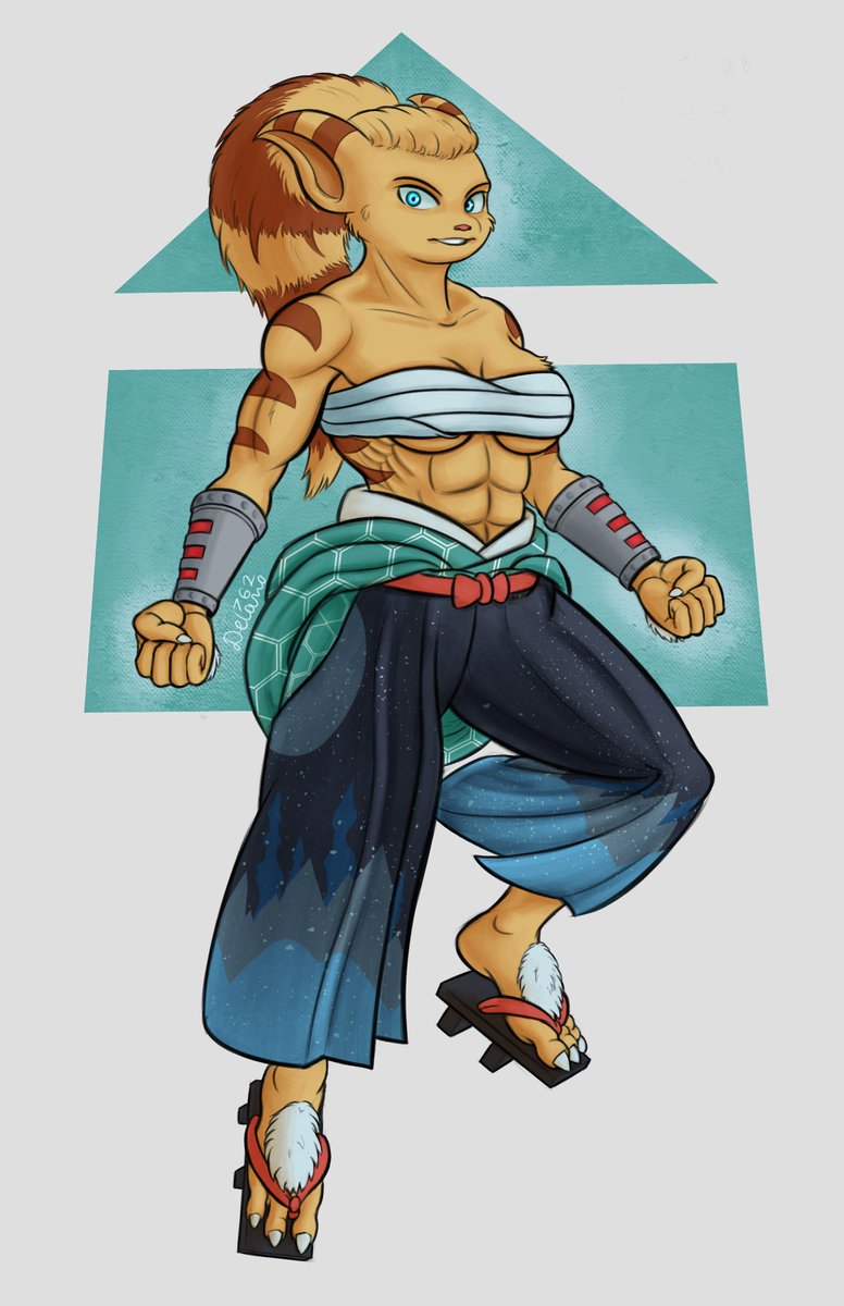 Delano762_PL's tweet photo. #angelacross wearing #heihachi's barechested kimono outfit for the second time, SFW version. That's right, there's an NSFW version as well :P #ratchetandclank #fanart #γ©γγ§γ―γ© https://t.co/Cde3x6QwCg