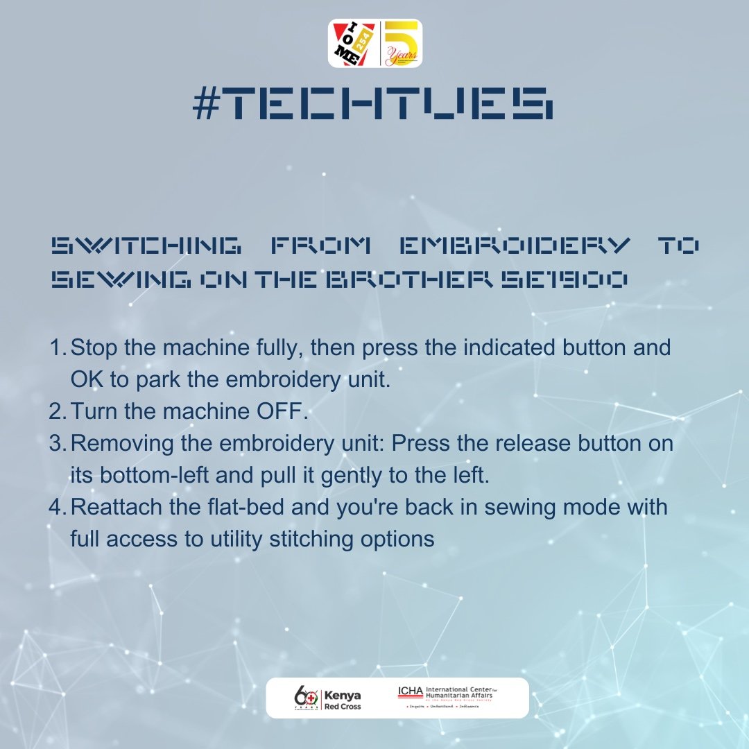 iome254's tweet image. Your fabric. Your design. Your rules.
Learn how to convert your Brother CE1900 for embroidery use in just a few steps!
#TechTues #TextileTech #BrotherEmbroidery #SmartMakers #DigitalMsewing #SkillInEveryStitch #KRCSat60 #ICHA #IOMe254