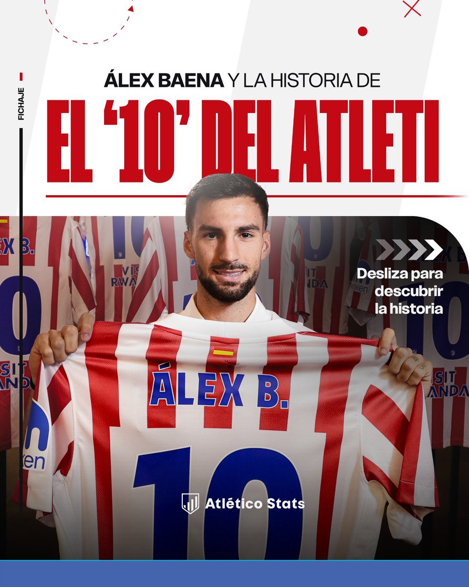 👕 𝐄𝐋 𝐍𝐔𝐄𝐕𝐎 𝟏𝟎

El Atleti ha presentado a <a href="/alexbbaena/">Álex Baena</a>, que llevará esta temporada el dorsal 10. 

🗨“Vengo a ganar títulos, es un salto en mi carrera. Siempre quise venir al Atlético"

👀¿Recuerdas al último debutante en vestir el 10 en su primer año con el Atleti?