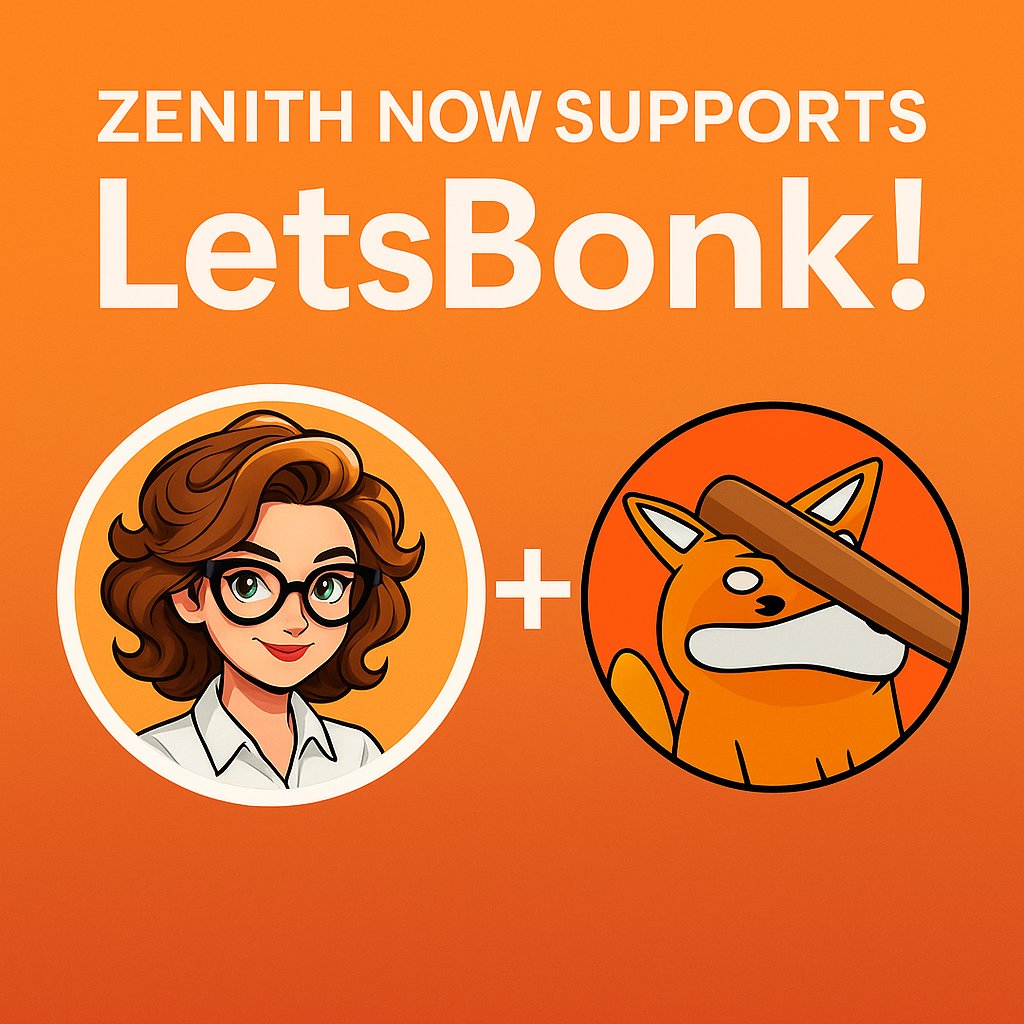 Zenith (@zenithlabsbot) on Twitter photo Zenith just got a serious upgrade! Zenith can now perform her advanced analysis on <a href="/bonk_fun/">letsBONK.fun</a> tokens!
LetsBonk has flipped the script by becoming the dominant launchpad on Solana.
$ZENITH will be launching in 2 days (31st July 9am PDT).
For more info check the link in our bio! Zenith just got a serious upgrade! Zenith can now perform her advanced analysis on <a href="/bonk_fun/">letsBONK.fun</a> tokens!
LetsBonk has flipped the script by becoming the dominant launchpad on Solana.
$ZENITH will be launching in 2 days (31st July 9am PDT).
For more info check the link in our bio!