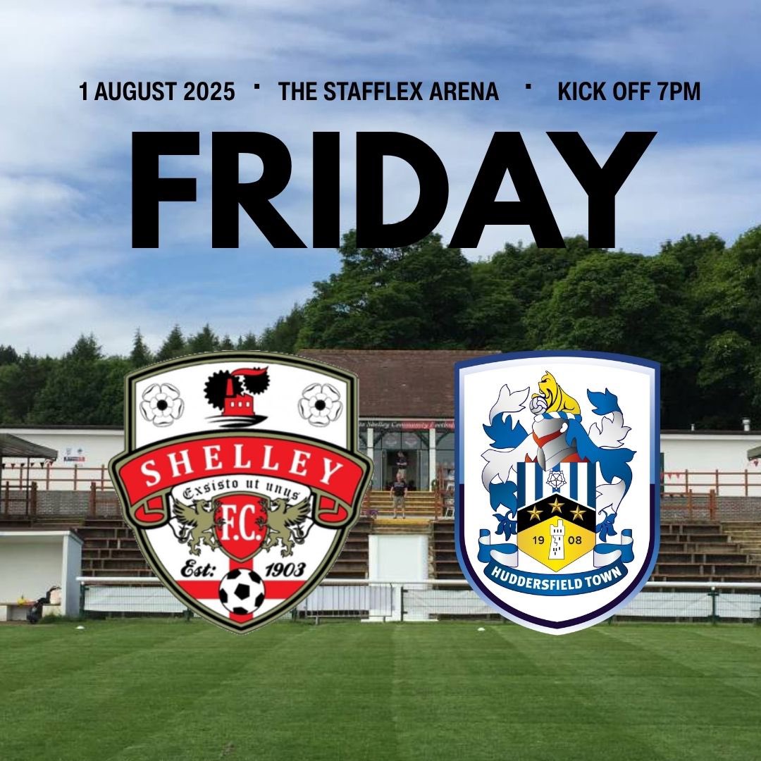 ⏳ 3 days to go!

We host Huddersfield Town XI this Friday at the Stafflex Arena 🏟️
🕖 7pm kick off
🍔 Bar open for food &amp; drinks

Get down and back the lads in our Friday night pre-season clash! 🔴⚫️⚪ #ShelleyCFC