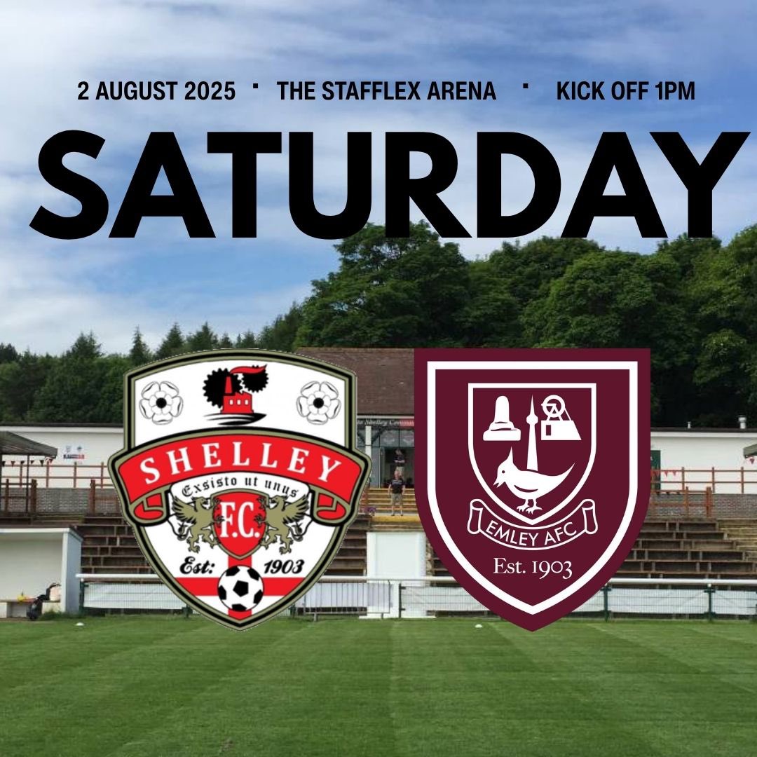 Let’s not forget we’ve got another big one this week 👀

This Saturday we host Emley XI at the Stafflex Arena in our final pre-season game.

A tough test against a well-organised, successful side — the perfect challenge for the lads before the season kicks off! 🔥⚽ #ShelleyCFC