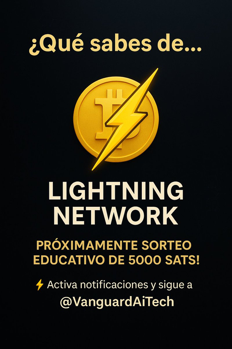 🧠 ¿Sabías que puedes enviar Bitcoin en segundos y con casi 0 comisiones?

Eso es posible gracias a Lightning Network⚡, la capa más rápida de BTC.

Lanzaremos un sorteo educativo para regalar 5.000 sats.

¿Quieres participar y aprender a usar la red más rápida del mundo cripto?
