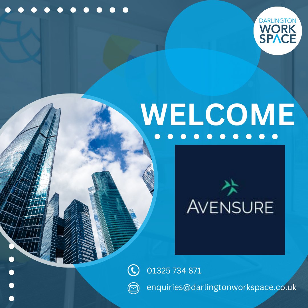 We are pleased to welcome Avensure to Darlington Workspace today 🙌🎉

<a href="/Avensure/">Avensure</a>

Book your meeting room here: pulse.ly/uwkho6ic81

#darlington #businessspace #workspace #officespace #biccoworking #officelife #teesside #lovedarlo #businessgrowth