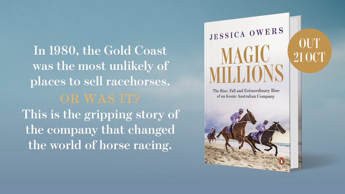 𝗷𝗲𝘀𝘀𝗶𝗰𝗮 𝗢𝘄𝗲𝗿𝘀 (@ms_peterpan) on Twitter photo Have you heard…? Not long to go before you can read the untold, unsung and incredibly fascinating tale of Australia’s bold, beachside auction house <a href="/mmsnippets/">Magic Millions</a>.
Set your clocks for October 21, and preorder at penguin.com.au/books/magic-mi… Have you heard…? Not long to go before you can read the untold, unsung and incredibly fascinating tale of Australia’s bold, beachside auction house <a href="/mmsnippets/">Magic Millions</a>.
Set your clocks for October 21, and preorder at penguin.com.au/books/magic-mi…