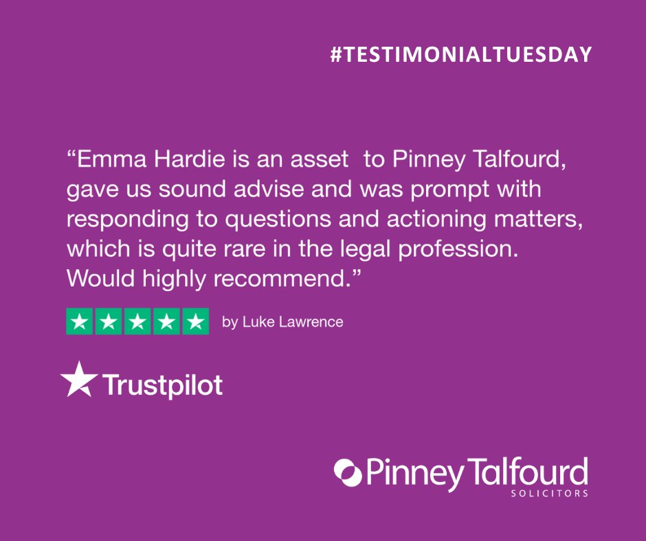 Reliable advice, swift responses, and a service that stands out.

Thank you to our client for highlighting Emma Hardie’s professionalism and efficiency. 

#TestimonialTuesday #ClientFeedback #LegalSupport #PinneyTalfourd #CommercialLitigation #TrustedAdvice #EssexLawFirm