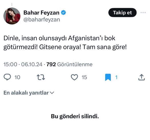 By FTH 🇹🇷 (@by__fth) on Twitter photo Laiklikle şehir yönetilseydi söylediğin yerleri bok götürmezdi. Gitsene oraya! Tam sana göre !
<a href="/baharfeyzan/">Bahar Feyzan</a> Laiklikle şehir yönetilseydi söylediğin yerleri bok götürmezdi. Gitsene oraya! Tam sana göre !
<a href="/baharfeyzan/">Bahar Feyzan</a>