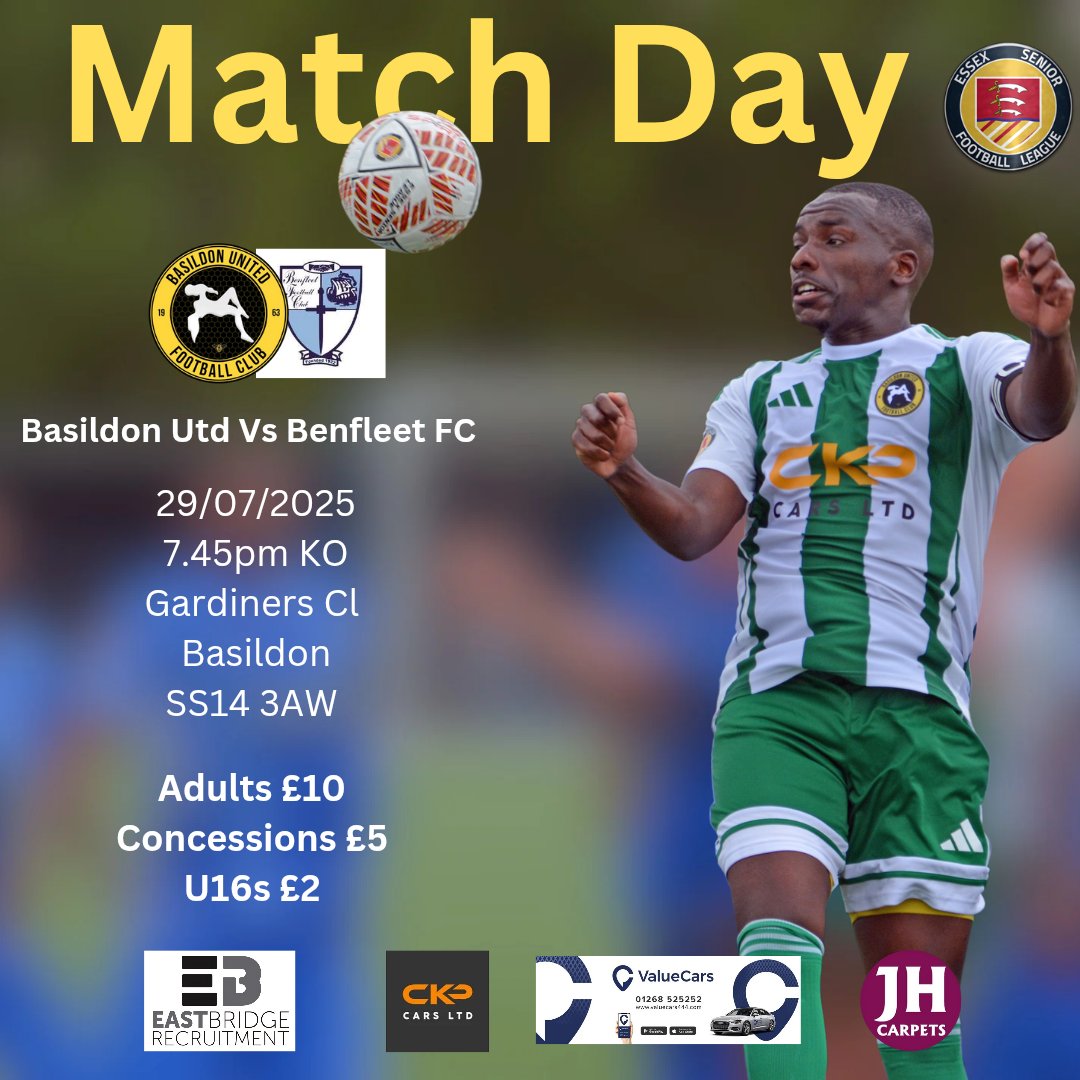 Basildon United Football Club π (@basutdfc) on Twitter photo It's Match Day π‘β«οΈ
And tonight we have a massive local derby against <a href="/Benfleet_FC/">Benfleet FC</a> at The Hive, it's a 7.45 pm KO, the bar and burger van will be open, so hope you can join us to cheer on The Bee's ππ‘β«οΈ It's Match Day π‘β«οΈ
And tonight we have a massive local derby against <a href="/Benfleet_FC/">Benfleet FC</a> at The Hive, it's a 7.45 pm KO, the bar and burger van will be open, so hope you can join us to cheer on The Bee's ππ‘β«οΈ