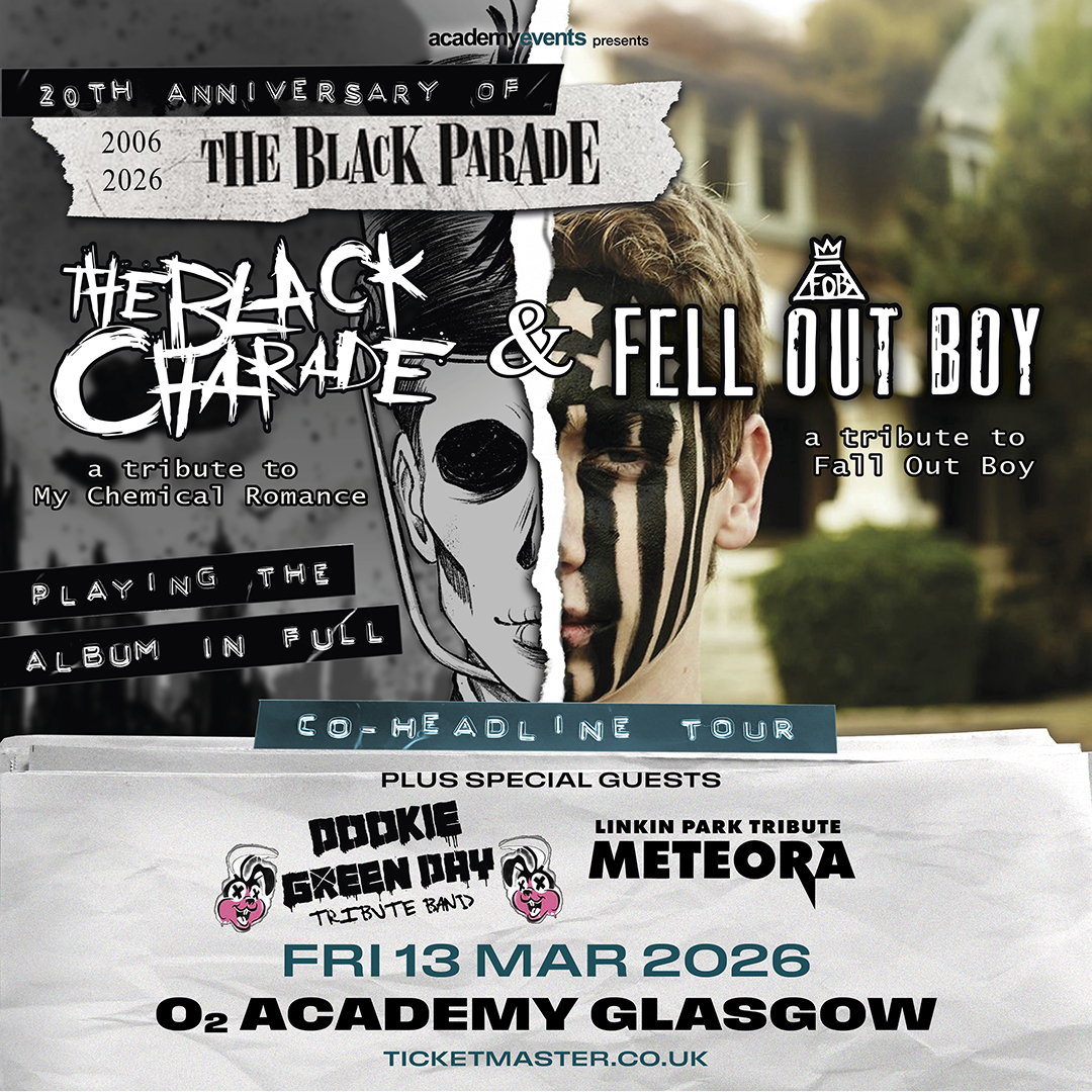 The ultimate Emo Night is coming with headline shows from The Black Charade and Fell Out Boy  who got an endorsement from the real FOB.

Priority Tickets on sale NOW-amg-venues.com/GFW750WvTry