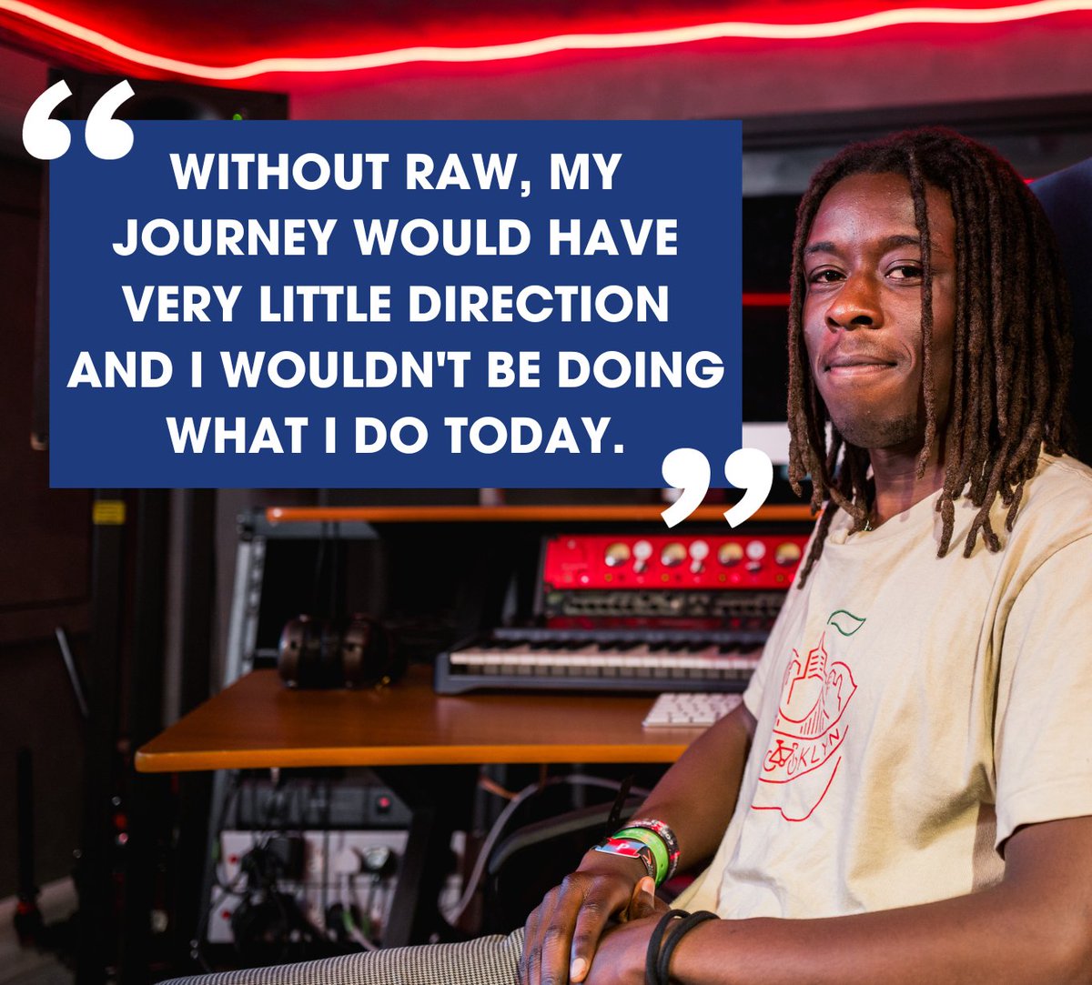 “Raw is more than a building – it’s a family.” – Shogun, 24 🎤
Through Raw, he’s recorded music, co-led programmes &amp; helped run Tiny Brixton. Now, Global’s Make Some Noise is funding ‘Raw’s Young Creatives’ to support young minds through music. 💛🎶 <a href="/Makenoise/">Global's Make Some Noise</a>
#RawSounds