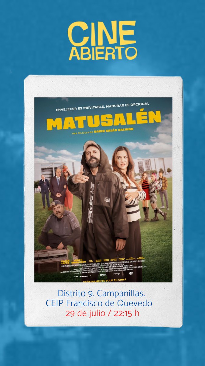 📽️🌙🏖️ Hoy en #CineAbierto es noche de cine español: 'Matusalén', de David Galán Galindo, y 'Nina', de Andrea Jaurrieta, que consiguió el Premio Especial del Jurado de la Crítica en el #27FestivalMálaga. ¡No te las pierdas!
➕ festivaldemalaga.com/cineabierto/