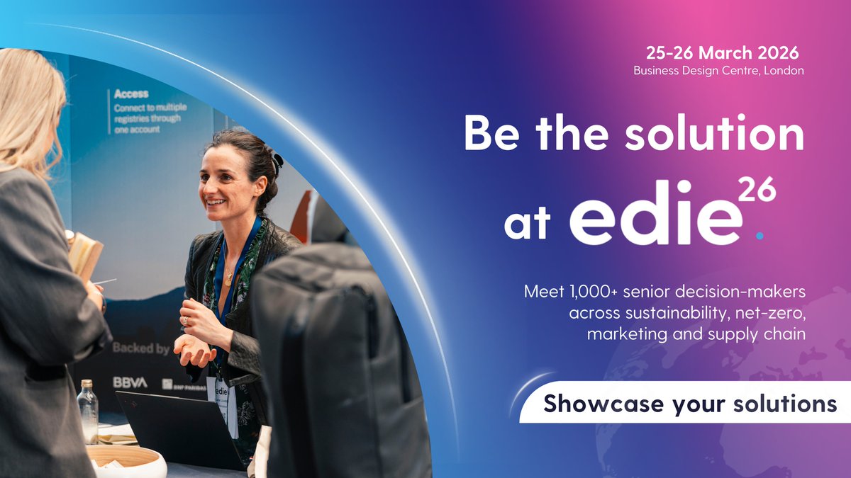 Exhibitor opportunities are now open for #edie26 - and this year we’re expanding our show floor. See exhibitor packages here👉 bit.ly/3IPklHo 
Get unmatched opportunities to showcase your product to 1000+ buyers &amp; senior decision-makers from top SMEs to FTSE 250s.