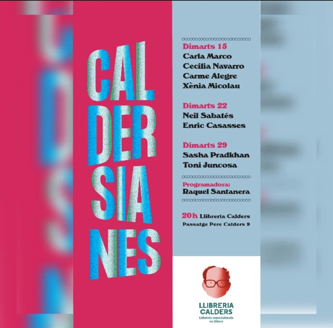 LaBreu Edicions (@labreuedicions) on Twitter photo avui a <a href="/LaCalders/">Llibreria Calders</a> a les 20 h
recital de <a href="/toni_juncosa/">Toni R. Juncosa</a> i Sasha Pradkhan
#poesia #llibreries
#tonirjuncosa avui a <a href="/LaCalders/">Llibreria Calders</a> a les 20 h
recital de <a href="/toni_juncosa/">Toni R. Juncosa</a> i Sasha Pradkhan
#poesia #llibreries
#tonirjuncosa