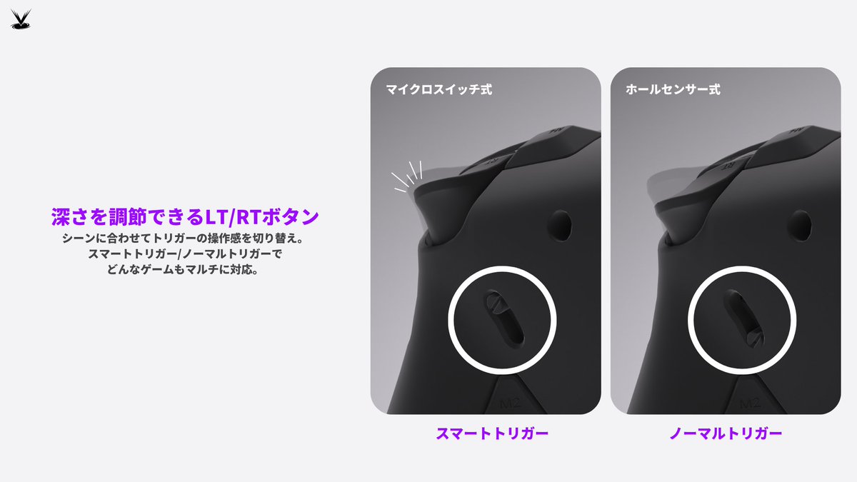 VoidGamingJP's tweet image. 🎮ゲームに合わせてトリガーを調節
GENESISのLT/RTボタンは「スマートトリガー/ノーマルトリガー」を切り替えて使用することが可能。
「ゲームに合わせて」「プレイスタイルに合わせて」
様々なシーンで最適なスタイルでプレイ可能です。
▼ご予約はこちら
voidgaming.jp/Ab05i3
#VoidGaming