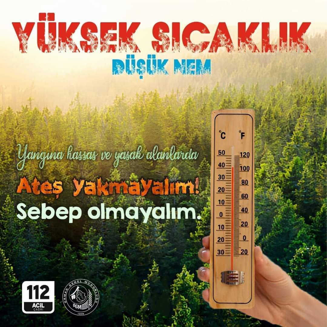 amasyaobm's tweet image. 🔥📌Yüksek Sıcaklık Düşük nem📌🔥 #ateşyakma #sebepolma
📌Her yer bir kıvılcımla alev topuna dönüşecek kadar kuru
📌Toprağımızı, ormanlarımızı korumak hepimizin ortak sorumluluğu.
📌Orman içi ve çevresinde 🔥Ateş veya duman görülmesi halinde
ACİL ☎️ALO112 ARAYALIM
#yapma
#yakma
