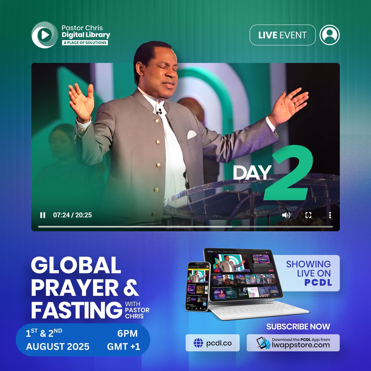 LoveWorldEvents's tweet photo. ๐ Day 2 of Global Prayer & Fasting is here!
Weโre praying, fasting, and declaring Godโs Word over our lives, nations, and the Church.
๐ฅ Stay fervent. Stay focused. God is working through you!
๐ 6PM GMT+1
#PrayWithPastorChris #PastorChris #MonthOfJoy